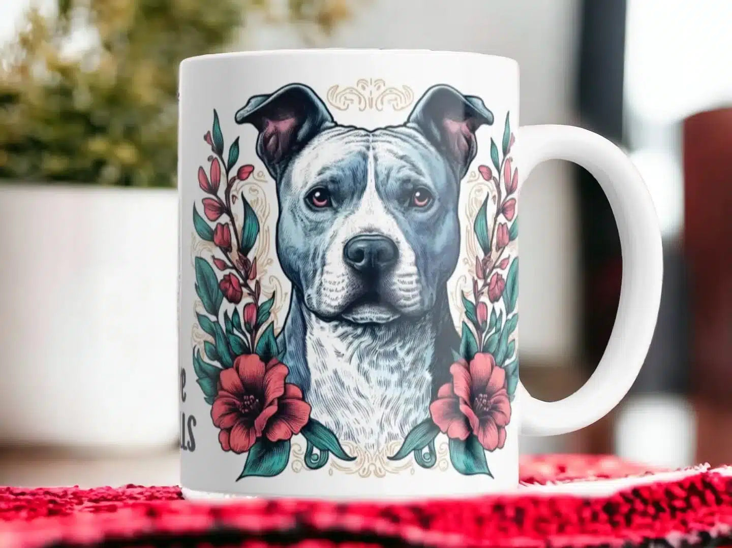 Cana personalizata, Caine Pitbull, Ceramica, Alb, 350 ml