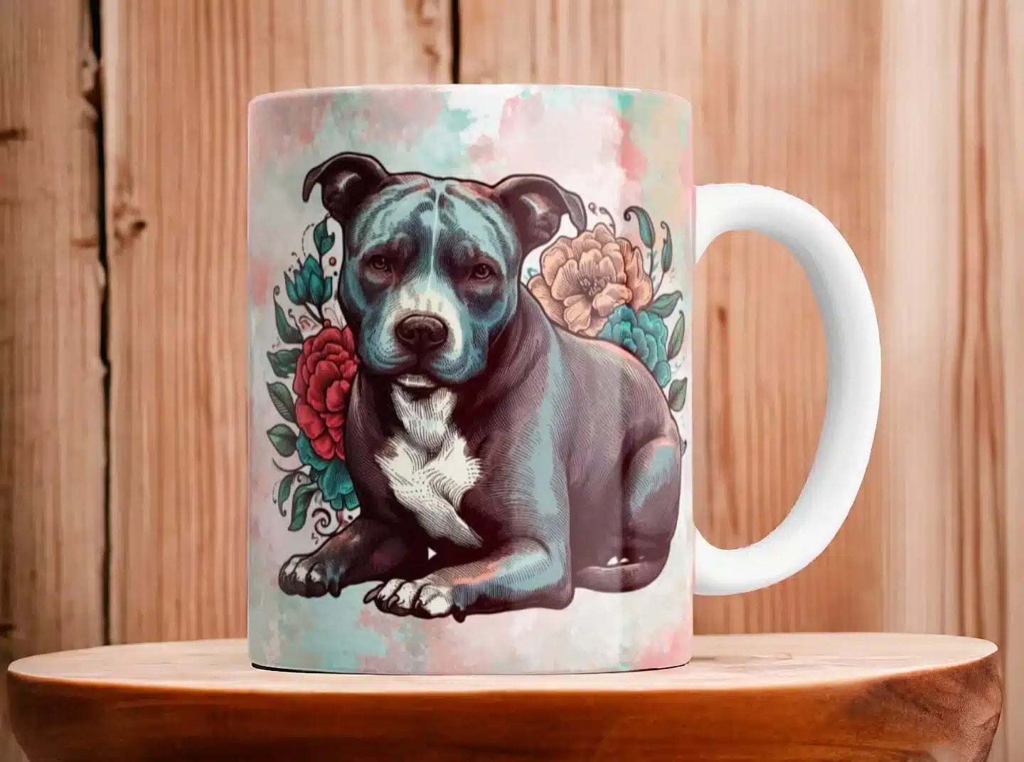 Cana personalizata, Caine Pitbull Model 3, Ceramica, Alb, 350 ml