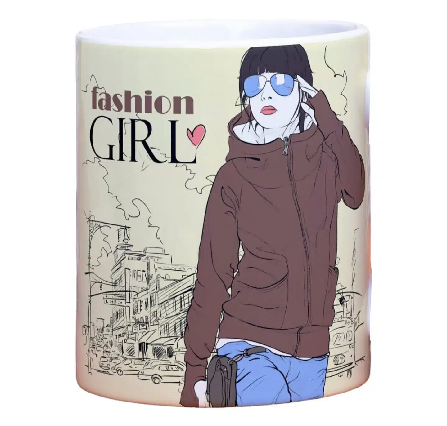 Cana personalizata, Fashion girl, Ceramica, Alb, 350 ml