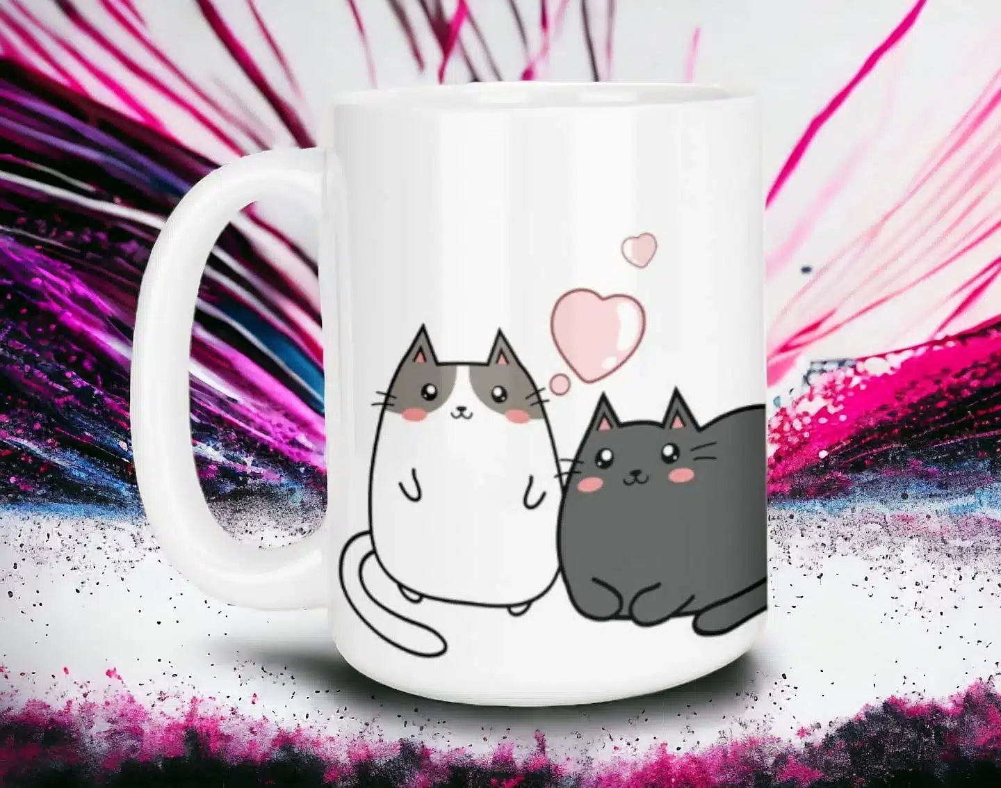 Cana personalizata, Love cats, Ceramica, Alb, 350 ml