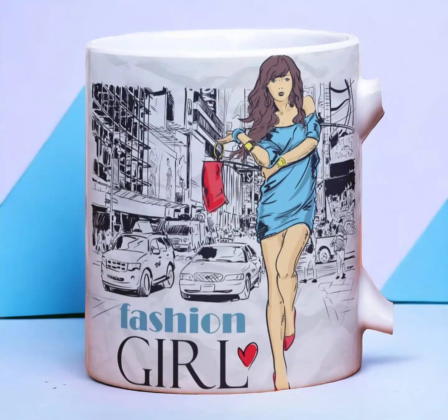 Cana personalizata, Fashion girl model 2, Ceramica, Alb, 350 ml