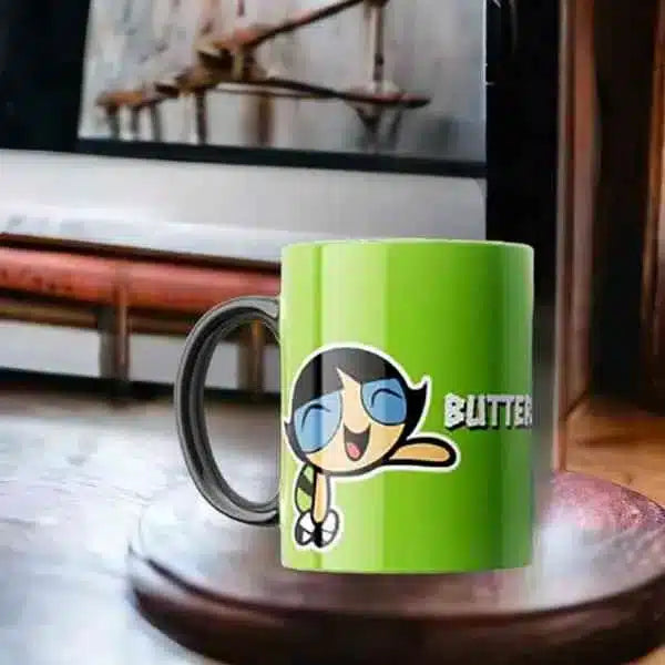 Cana personalizata, Fetitele PowerPuff, Buttercup, Ceramica, Alb, 350 ml