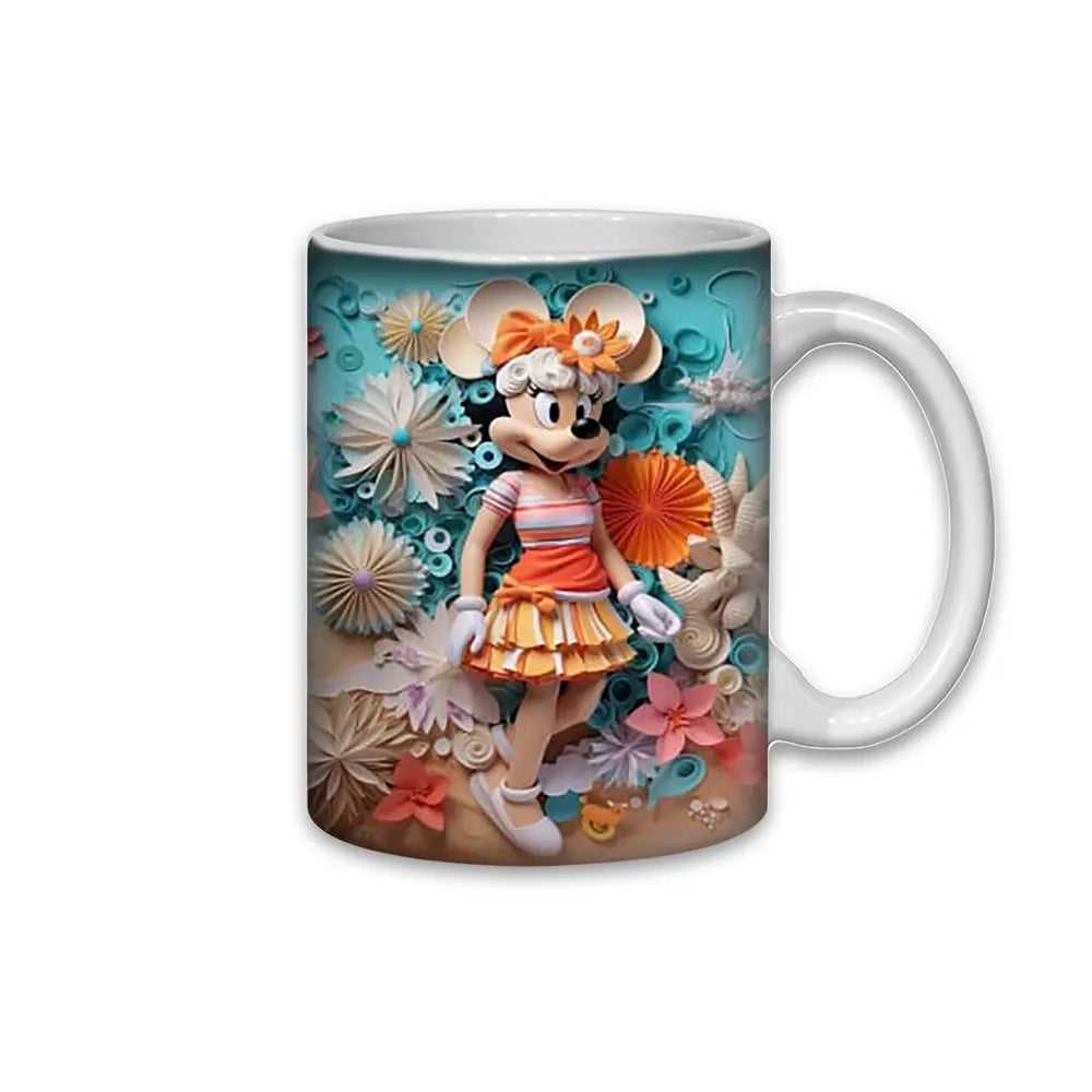 Cana personalizata, 3D, Minnie Mouse, Ceramica, Alb, 350 ml