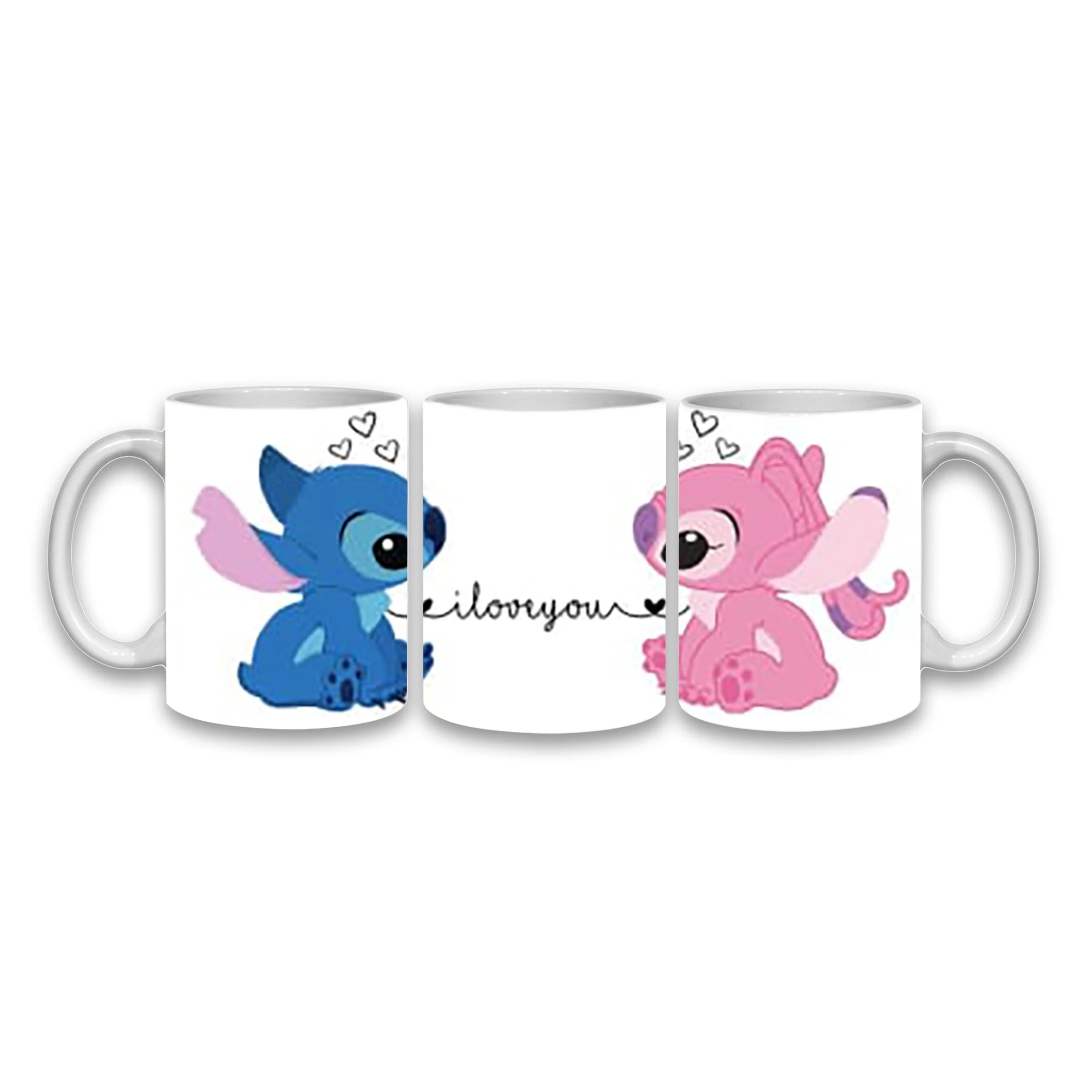 Cana personalizata, I love you Lilo & Stitch, Ceramica, Alb, 350 ml