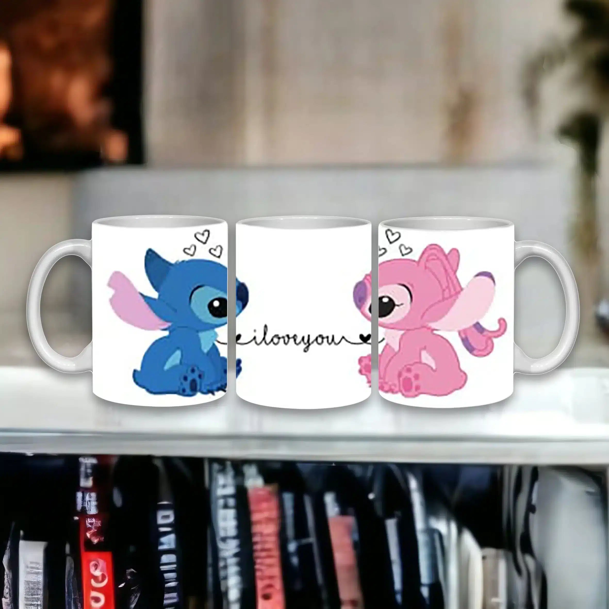 Cana personalizata, I love you Lilo & Stitch, Ceramica, Alb, 350 ml