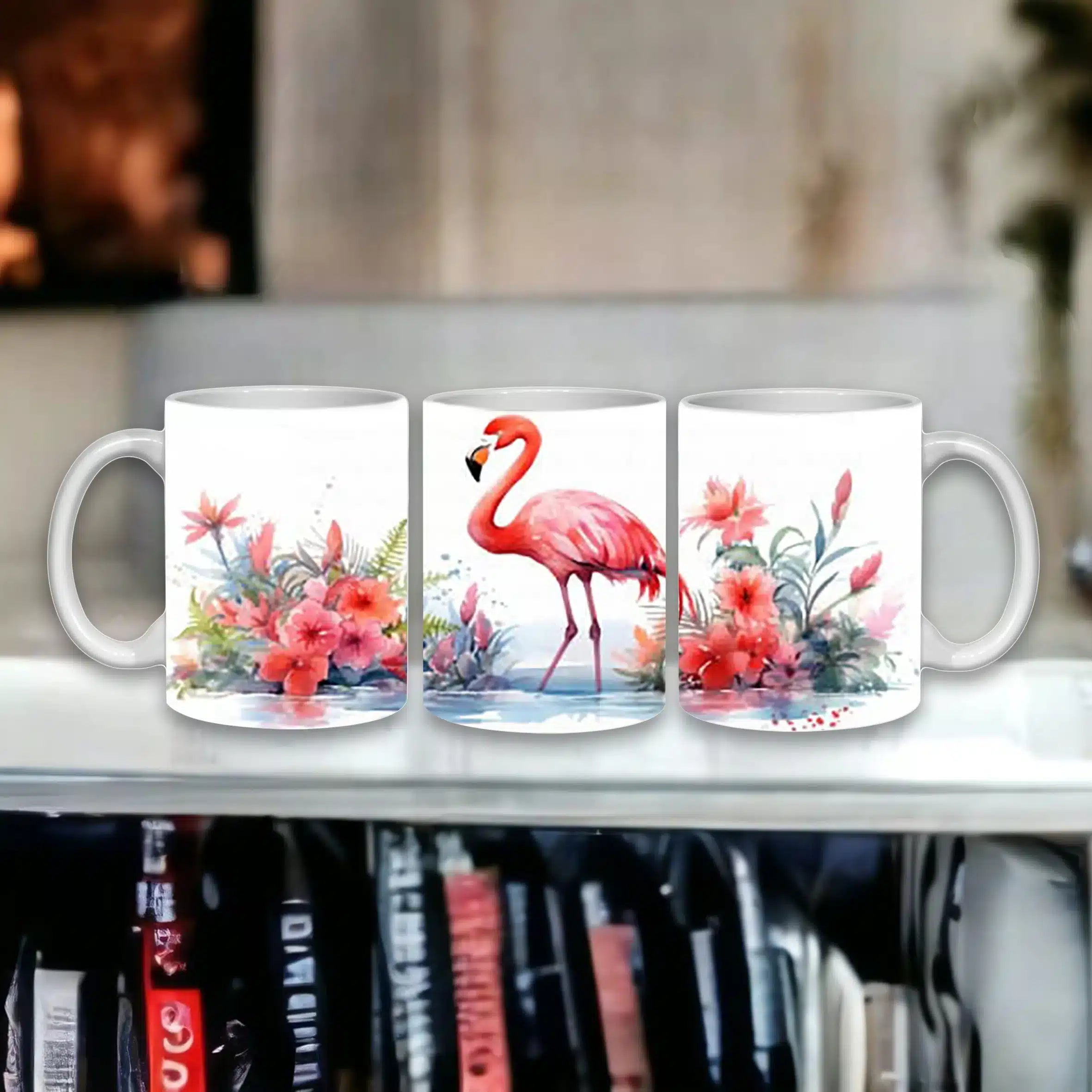 Cana personalizata, Flamingo 2, Ceramica, Alb, 350 ml