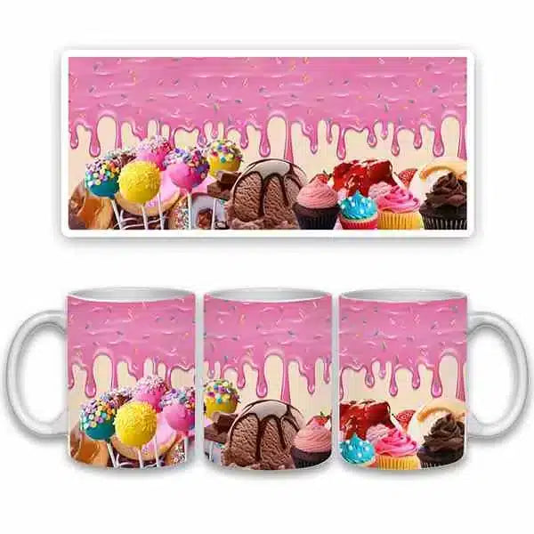Cana personalizata, Cupcake, Ceramica, Alb, 350 ml