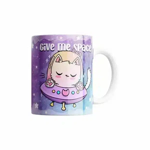 Cana personalizata, Give me space, Ceramica, Alb, 350 ml