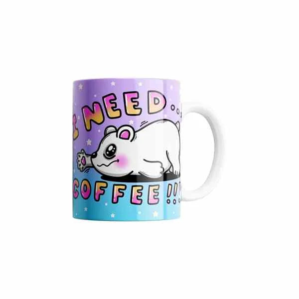 Cana personalizata, I need Coffee, Ceramica, Alb, 350 ml